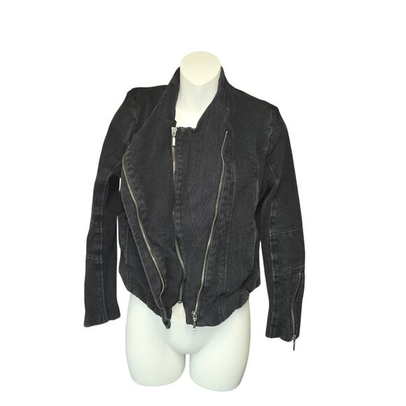 BlankNYC Women Small Jacket Dual Zipper Crepe Mesh Asymmetrical Motor City Moto - Picture 1 of 16